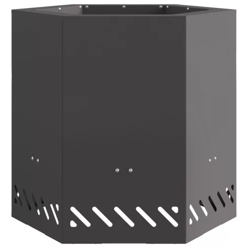  Füstmentes Tüzihorgász Hatszögletű Fekete 48x48x51 cm Acél