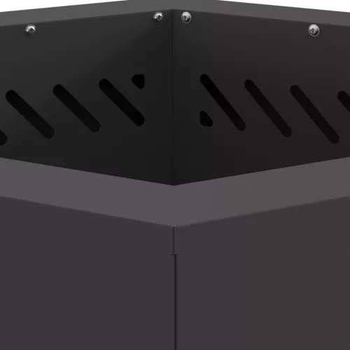  Füstmentes Tüzihorgász Hatszögletű Fekete 48x48x51 cm Acél