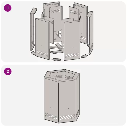  Füstmentes Tűzrakóhely Hatszögletű 38x38x51 cm Időjárásálló Acél