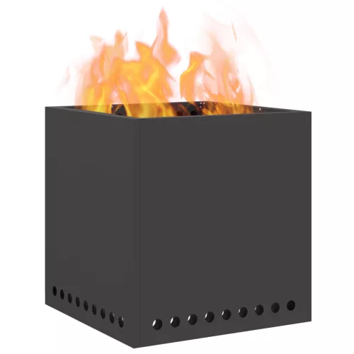  Füstmentes Tűzrakóhely Négyzet Fekete 48x48x50 cm Acél