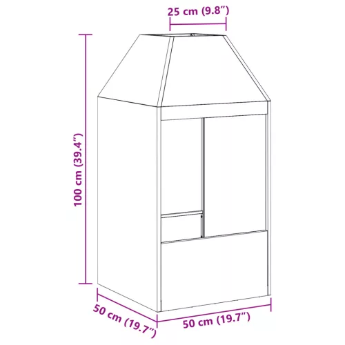  Tűzrakóhely Fekete 50x50x100 cm Acél
