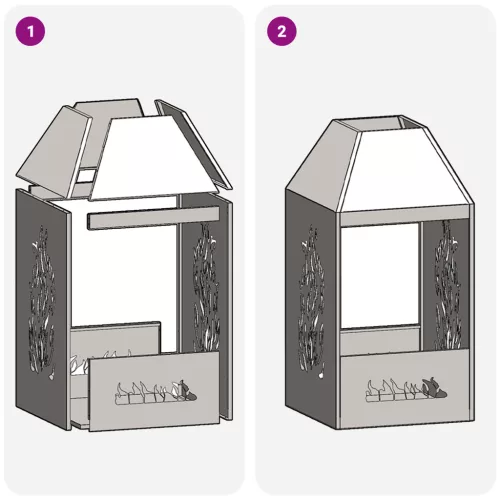  Fekete tüzelőhely 50x50x100 cm acél