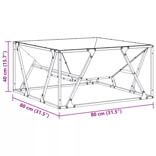  Négyzetes Tűzhely Fekete 80x80x40 cm Acél