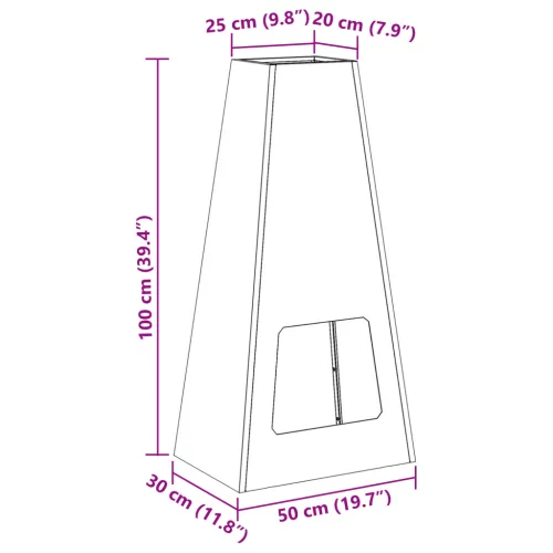  Tűzrakó hely Fekete 50x35x100 cm Acél