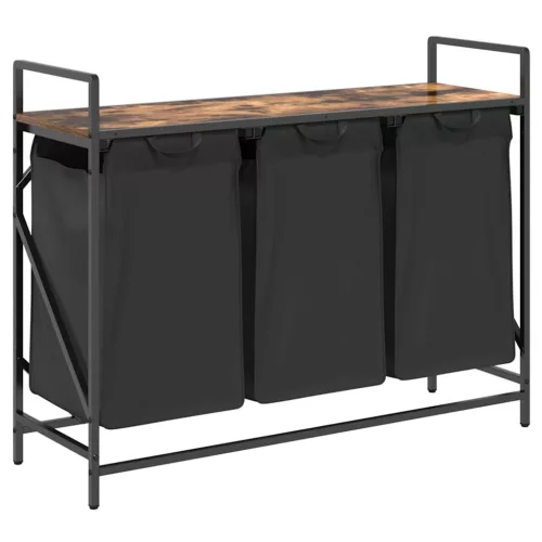  füstölt tölgy mosodai kosár 3 rekeszes polccal