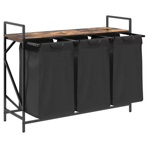  füstölt tölgy mosodai kosár 3 rekeszes polccal