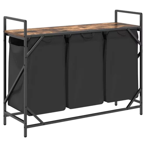  füstölt tölgy mosodai kosár 3 rekeszes polccal