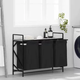  szürke sonoma mosodai kosár 3 rekeszes polccal