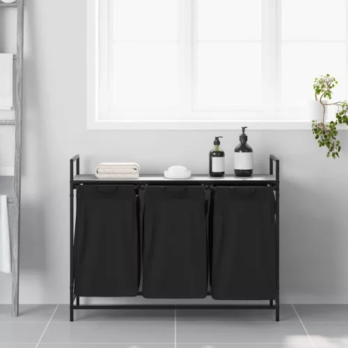  szürke sonoma mosodai kosár 3 rekeszes polccal