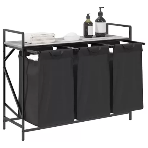  szürke sonoma mosodai kosár 3 rekeszes polccal