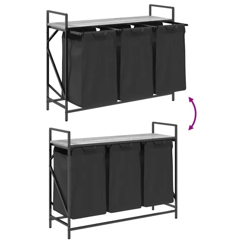  szürke sonoma mosodai kosár 3 rekeszes polccal