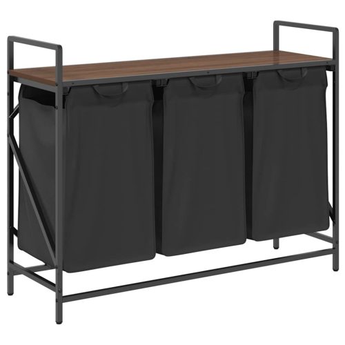  barna tölgy mosodai kosár 3 rekeszes polccal