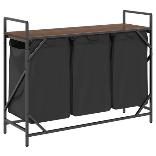  barna tölgy mosodai kosár 3 rekeszes polccal