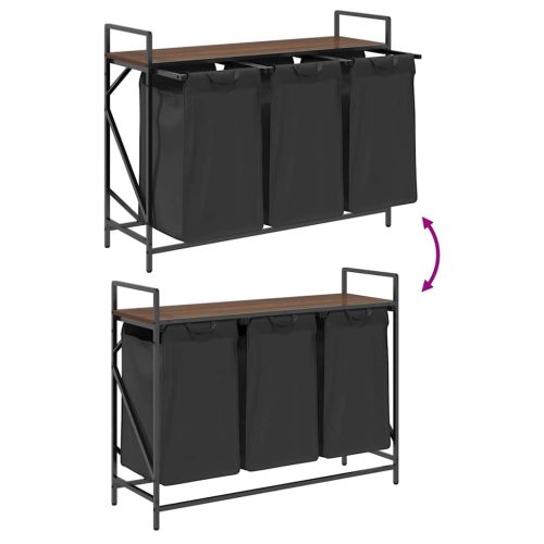  barna tölgy mosodai kosár 3 rekeszes polccal