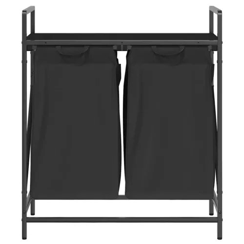  fekete tölgyfa mosodai kosár 2 rekeszes polccal