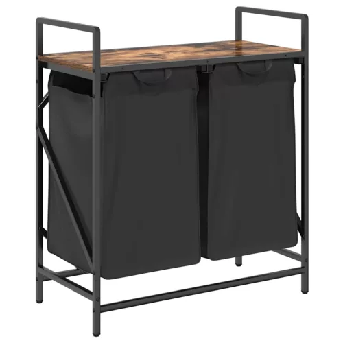  füstölt tölgy mosodai kosár 2 rekeszes polccal