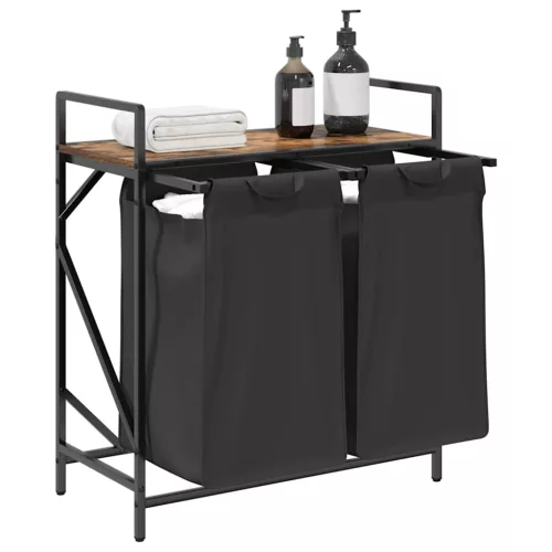  füstölt tölgy mosodai kosár 2 rekeszes polccal