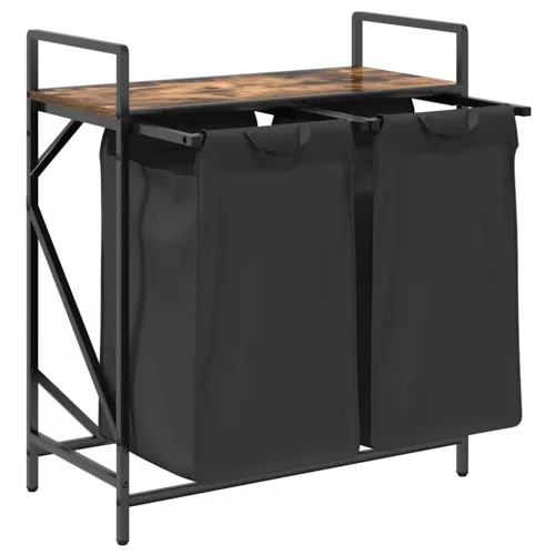  füstölt tölgy mosodai kosár 2 rekeszes polccal