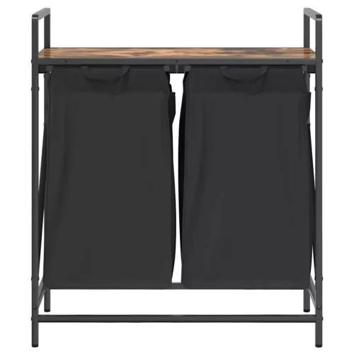  füstölt tölgy mosodai kosár 2 rekeszes polccal