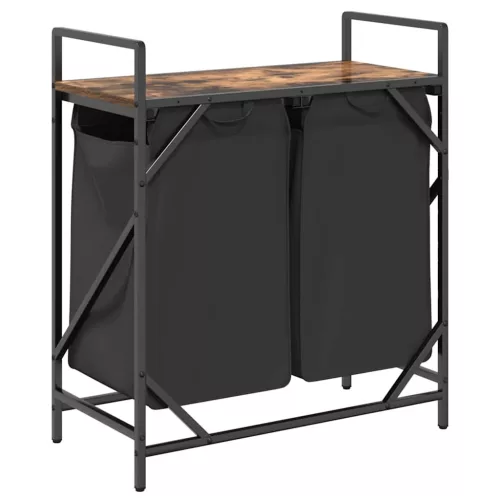  füstölt tölgy mosodai kosár 2 rekeszes polccal