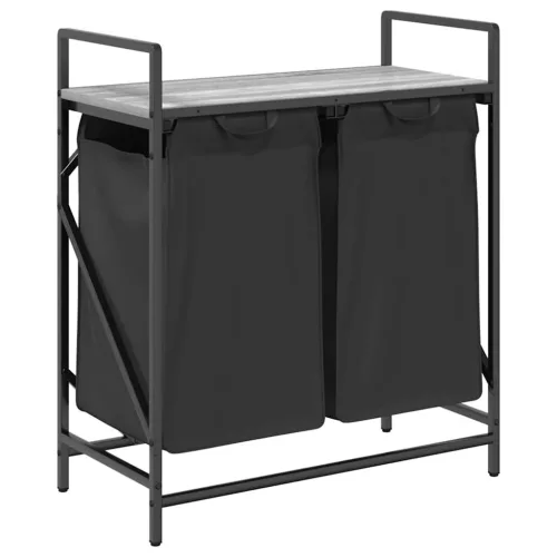  szürke sonoma mosodai kosár 2 rekeszes polccal