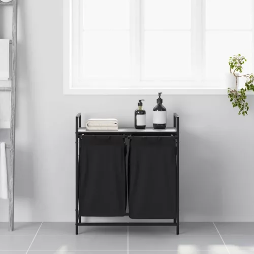  szürke sonoma mosodai kosár 2 rekeszes polccal