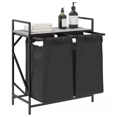  szürke sonoma mosodai kosár 2 rekeszes polccal