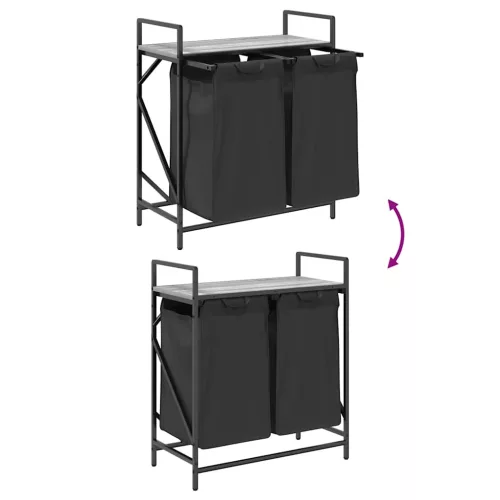  szürke sonoma mosodai kosár 2 rekeszes polccal