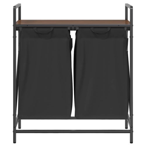  barna tölgy mosodai kosár 2 rekeszes polccal