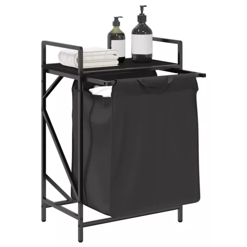  fekete tölgyfa mosodai kosár 1 rekeszes polccal