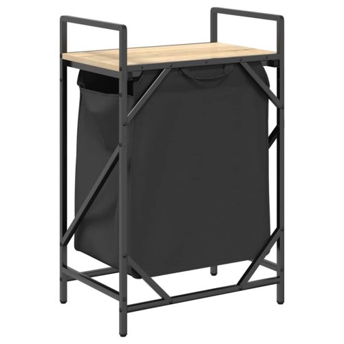  fekete tölgyfa mosodai kosár 1 rekeszes polccal