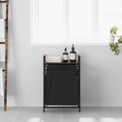  füstölt tölgy mosodai kosár 1 rekeszes polccal