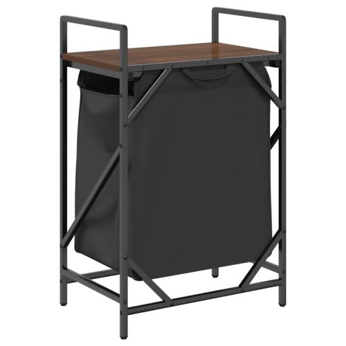  barna tölgy mosodai kosár 1 rekeszes polccal