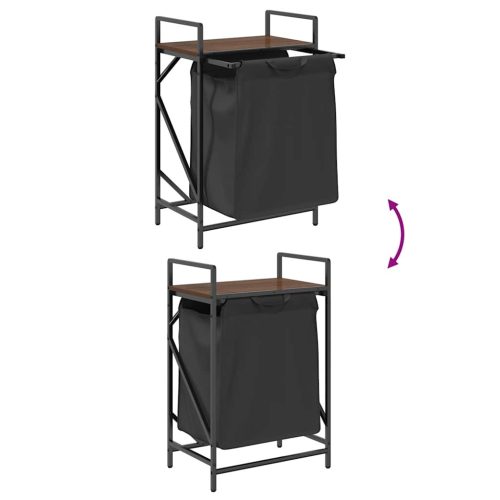  barna tölgy mosodai kosár 1 rekeszes polccal