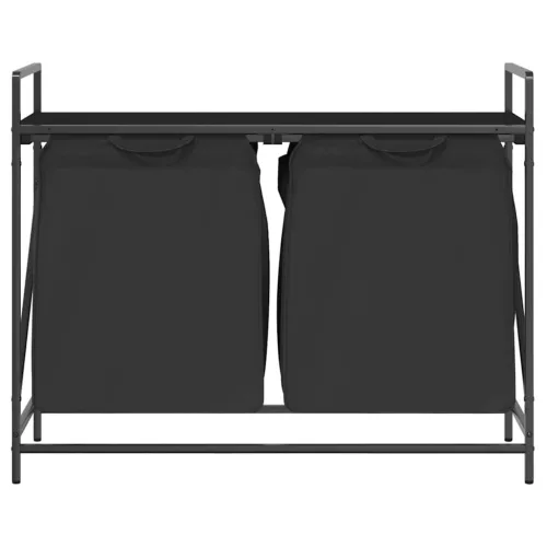  fekete tölgyfa mosodai kosár 2 rekeszes polccal