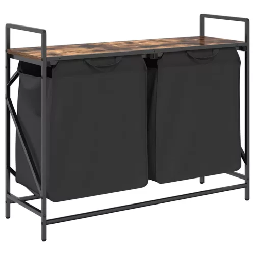  füstölt tölgy mosodai kosár 2 rekeszes polccal