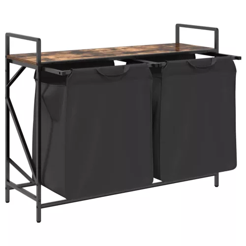  füstölt tölgy mosodai kosár 2 rekeszes polccal