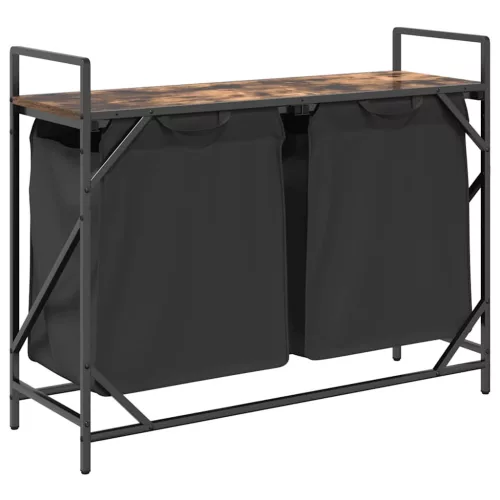  füstölt tölgy mosodai kosár 2 rekeszes polccal