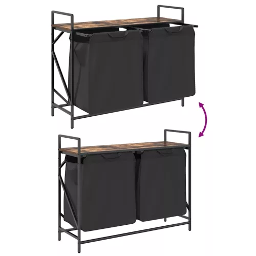  füstölt tölgy mosodai kosár 2 rekeszes polccal