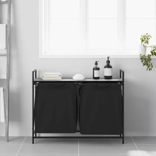  szürke sonoma mosodai kosár 2 rekeszes polccal