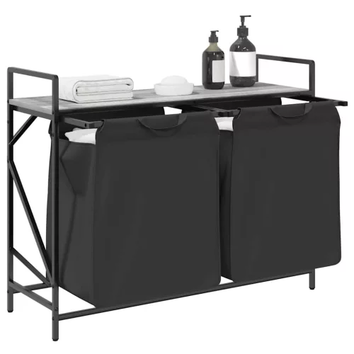  szürke sonoma mosodai kosár 2 rekeszes polccal