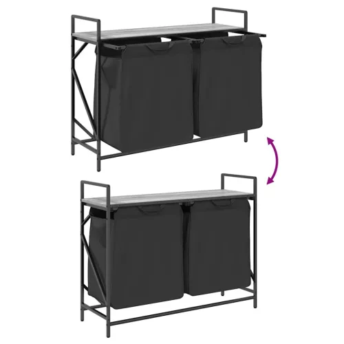  szürke sonoma mosodai kosár 2 rekeszes polccal