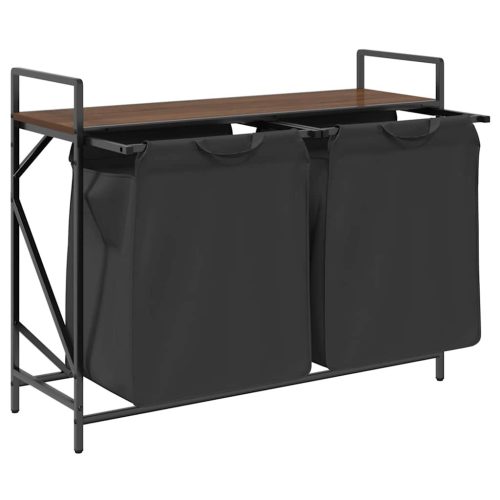  barna tölgy mosodai kosár 2 rekeszes polccal