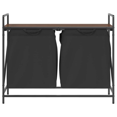  barna tölgy mosodai kosár 2 rekeszes polccal