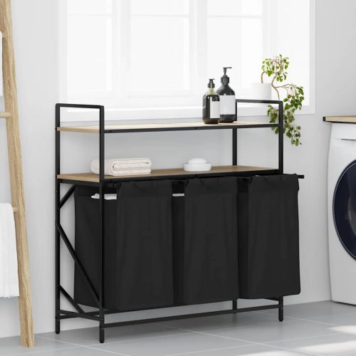  sonoma tölgy mosodai kosár 3 rekeszes polcokkal