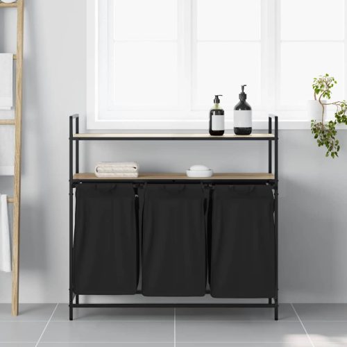  sonoma tölgy mosodai kosár 3 rekeszes polcokkal