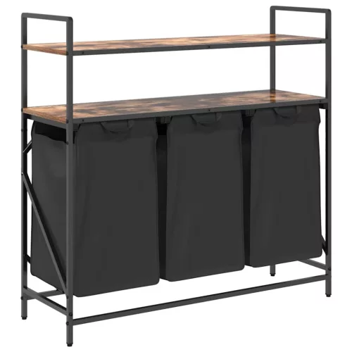  füstölt tölgy mosodai kosár 3 rekeszes polcokkal