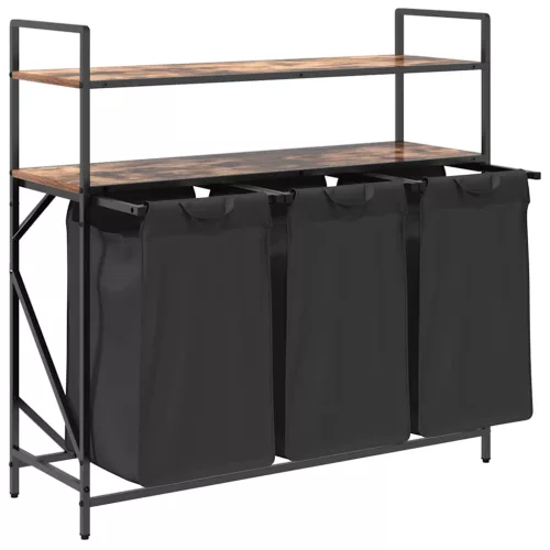  füstölt tölgy mosodai kosár 3 rekeszes polcokkal