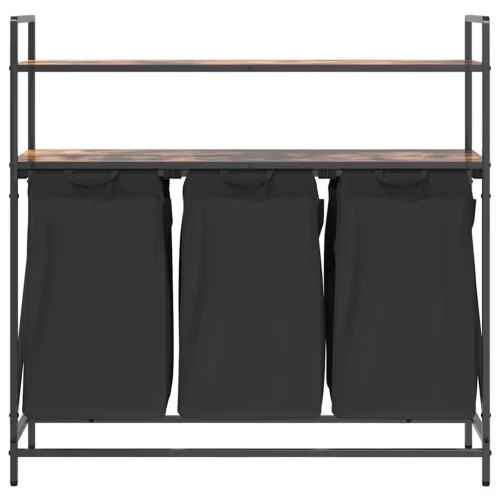  füstölt tölgy mosodai kosár 3 rekeszes polcokkal