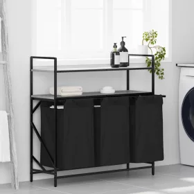  szürke sonoma mosodai kosár 3 rekeszes polcokkal